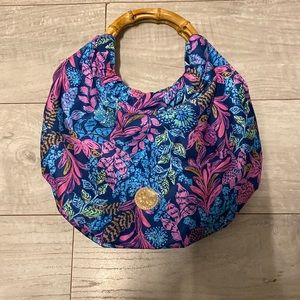 Lilly Pulitzer Bamboo handle bag Aegean Blue Calypso Coast